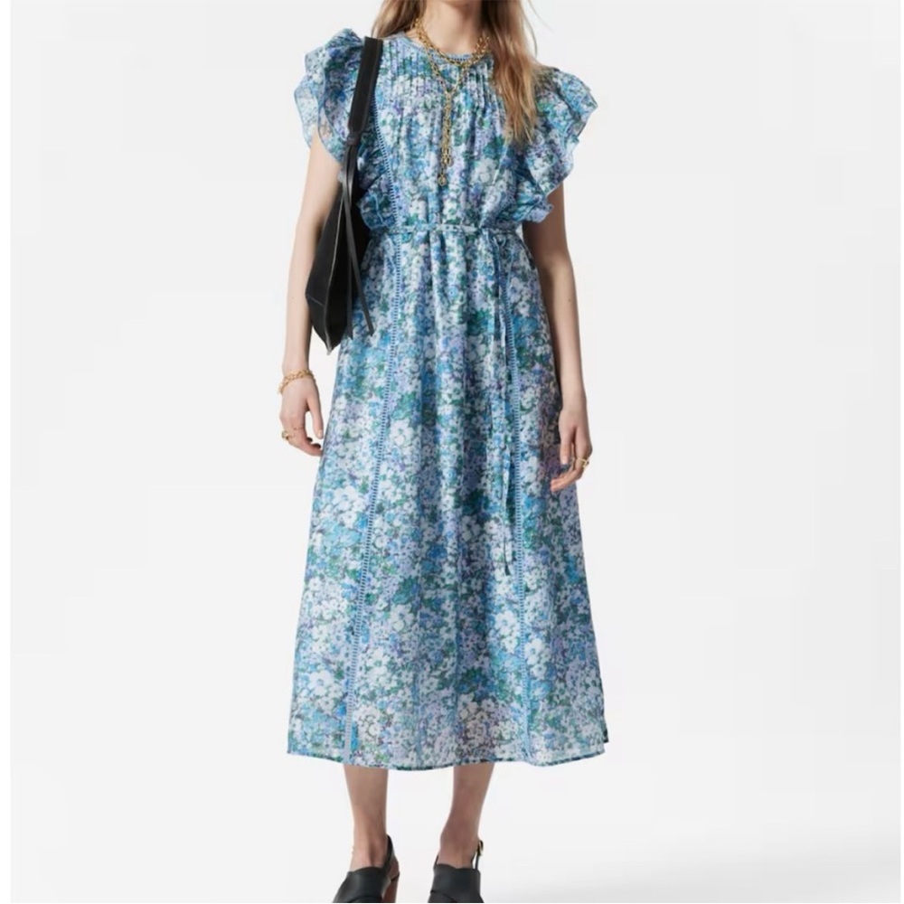 & Other Stories Blue Floral Midi Dress